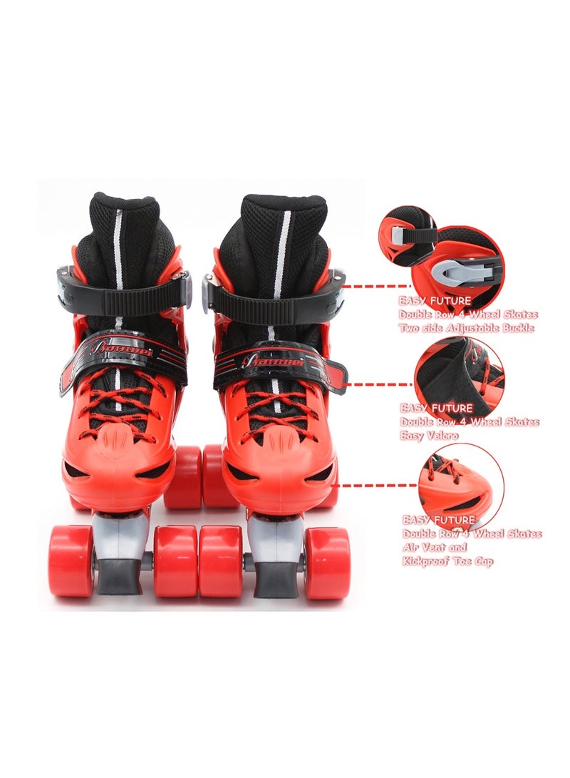 Roller Skates for Kids Adjustable Size Double Row 4 Wheel Skates for Indoor Outdoor Boys Girls Including Protective Gear 3 Colors 4 Sizes to Choose NO.1302P - Image 4